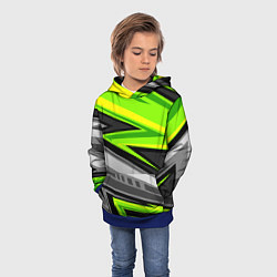 Толстовка-худи детская Зеленые линии, цвет: 3D-синий — фото 2
