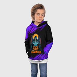 Толстовка-худи детская Ведьма колдует над тыквой, цвет: 3D-белый — фото 2