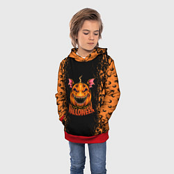 Толстовка-худи детская Веселая тыква на хеллоуин, цвет: 3D-красный — фото 2