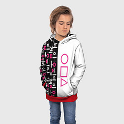 Толстовка-худи детская Игра в кальмара: Стражи, цвет: 3D-красный — фото 2