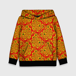 Толстовка-худи детская Хохломские узоры, цвет: 3D-черный