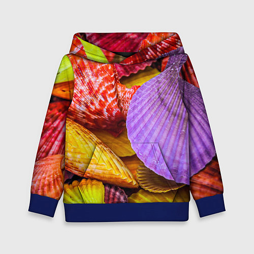 Детская толстовка Разноцветные ракушки multicolored seashells / 3D-Синий – фото 1