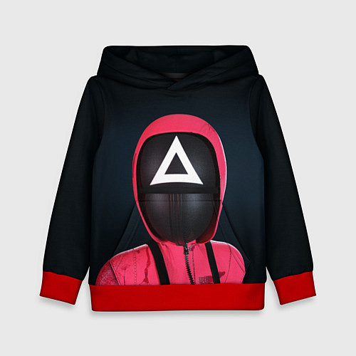 Детская толстовка ИГРА В КАЛЬМАРА СОТРУДНИК ТРЕУГОЛЬНИК SQUID GAME / 3D-Красный – фото 1