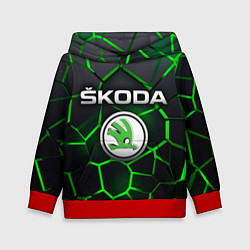 Толстовка-худи детская Skoda 3D плиты с подсветкой, цвет: 3D-красный
