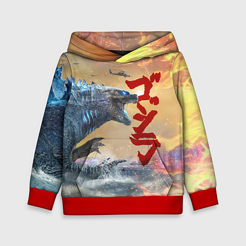 Детская толстовка ГОДЗИЛЛА АТАКУЕТ! / 3D-Красный – фото 1