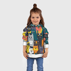 Толстовка-худи детская Крутые коты, цвет: 3D-белый — фото 2