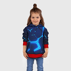 Толстовка-худи детская 3D ПЛИТЫ NEON STEEL НЕОНОВЫЕ ПЛИТЫ, цвет: 3D-красный — фото 2