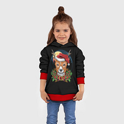 Толстовка-худи детская Рождественский Оленёнок, цвет: 3D-красный — фото 2