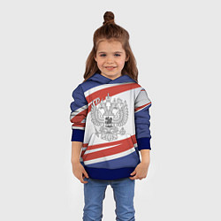Толстовка-худи детская Герб России, цвет: 3D-синий — фото 2
