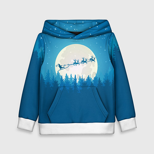 Детская толстовка Санта с Оленями / 3D-Белый – фото 1