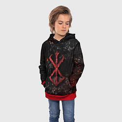 Толстовка-худи детская BERSERK LOGO GRUNGE RED, цвет: 3D-красный — фото 2
