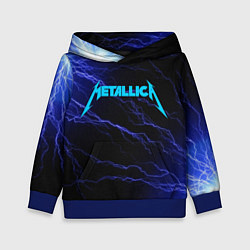 Толстовка-худи детская METALLICA BLUE FLASH МЕТАЛЛИКА СИНИЕ МОЛНИИ, цвет: 3D-синий