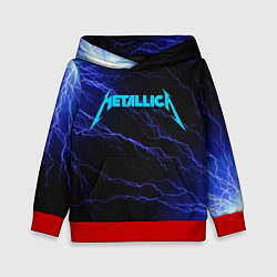 Толстовка-худи детская METALLICA BLUE FLASH МЕТАЛЛИКА СИНИЕ МОЛНИИ, цвет: 3D-красный