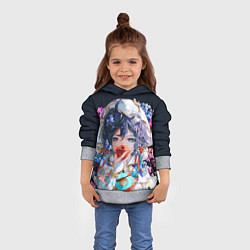 Толстовка-худи детская Venti gi ест яблоко Genshin impact Геншин Импакт, цвет: 3D-меланж — фото 2