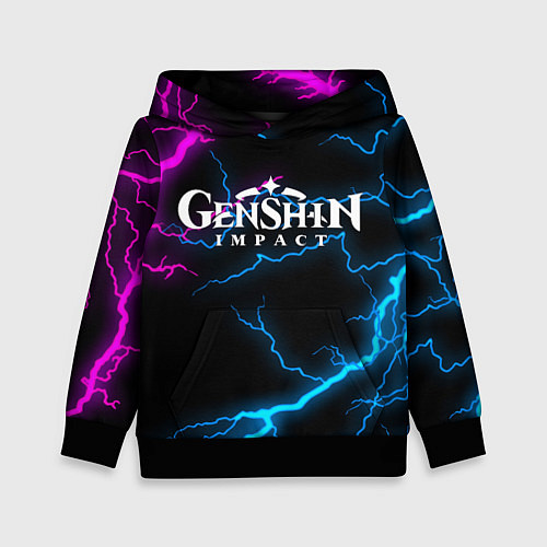 Детская толстовка GENSHIN IMPACT NEON FLASH НЕОНОВЫЕ РАЗРЯДЫ МОЛНИЙ / 3D-Черный – фото 1