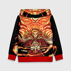 Толстовка-худи детская Пламенный столб Ренгоку Кенджуро, цвет: 3D-красный