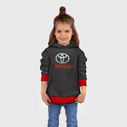 Толстовка-худи детская Toyota Тонкие линии неона, цвет: 3D-красный — фото 2