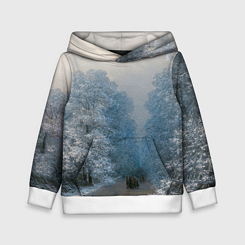 Детская толстовка Зимний пейзаж картина маслом / 3D-Белый – фото 1