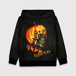 Толстовка-худи детская Helloween череп тыква scull pumkin, цвет: 3D-черный