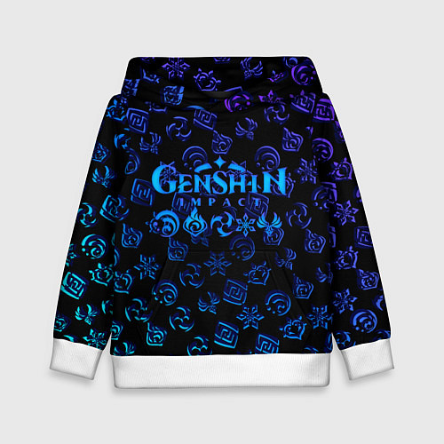 Детская толстовка Genshin Impact NEON PATTERN SYMBOL / 3D-Белый – фото 1