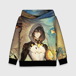 Толстовка-худи детская Чжун Ли, Zhongli, Genshin Impact, цвет: 3D-черный