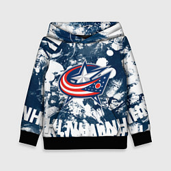 Толстовка-худи детская Коламбус Блю Джекетс, Columbus Blue Jackets, цвет: 3D-черный