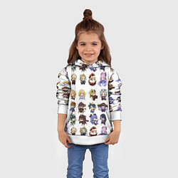 Толстовка-худи детская Все герои Геншин Импакта чиби паттерн, цвет: 3D-белый — фото 2