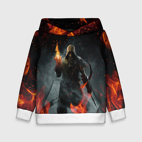 Детская толстовка TES SKYRIM DOVAHKIN FLAME ДРАКОНОРОЖДЕННЫЙ / 3D-Белый – фото 1