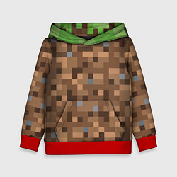 Толстовка-худи детская ЗЕМЛЯ DIRT MINECRAFT, цвет: 3D-красный