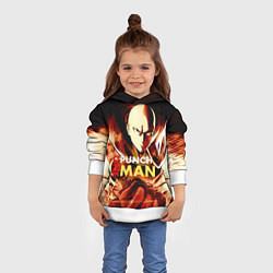 Толстовка-худи детская Огненный Сайтама One Punch-Man, цвет: 3D-белый — фото 2