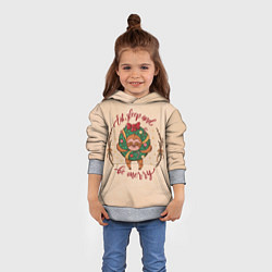 Толстовка-худи детская Ленивец Новый год, цвет: 3D-меланж — фото 2