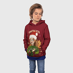 Толстовка-худи детская Счастье есть Новый год, цвет: 3D-синий — фото 2