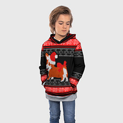 Толстовка-худи детская Новогодний корги Новый Год, цвет: 3D-меланж — фото 2