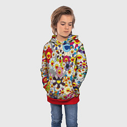 Толстовка-худи детская Flower Superflat, Такаши Мураками, цвет: 3D-красный — фото 2