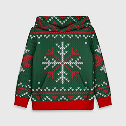 Толстовка-худи детская Knitted Snowflake Pattern, цвет: 3D-красный