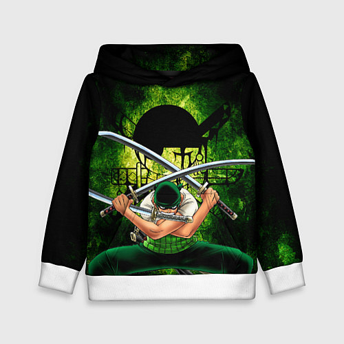 Детская толстовка Зоро Ророноа с катанами Ван пис / 3D-Белый – фото 1