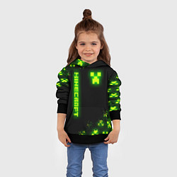 Толстовка-худи детская MINECRAFT NEON LOGO CREEPER, цвет: 3D-черный — фото 2