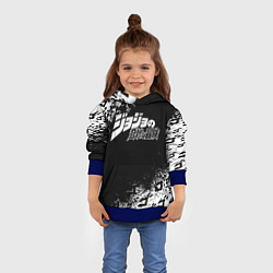 Толстовка-худи детская JOJOS BIZARRE ADVENTURE БРЫЗГИ КРАСОК СИМВОЛЫ, цвет: 3D-синий — фото 2