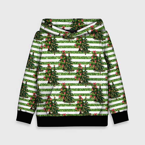 Детская толстовка Елочки - новогоднее настроение / 3D-Черный – фото 1
