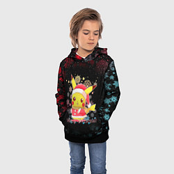 Толстовка-худи детская MERRY CHRISTMAS ПИКАЧУ 2022 ПОКЕМОНЫ, цвет: 3D-черный — фото 2