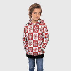 Толстовка-худи детская Шахматные Снежинки, цвет: 3D-черный — фото 2