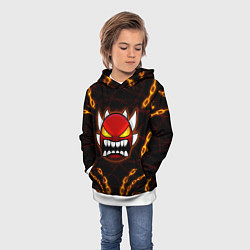 Толстовка-худи детская Geometry Dash: Fire Chains, цвет: 3D-белый — фото 2