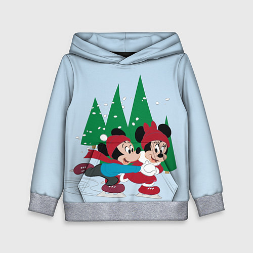 Детская толстовка Mickey and Minnie skating / 3D-Меланж – фото 1