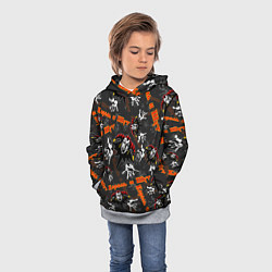 Толстовка-худи детская КОРОЛЬ И ШУТ РУССКИЙ РОК УЗОР, цвет: 3D-меланж — фото 2