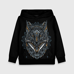Толстовка-худи детская ЭТНИЧЕСКАЯ ЛИСА FOX ABSTRACT, цвет: 3D-черный