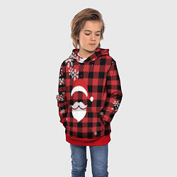Толстовка-худи детская Новогодний Санта, цвет: 3D-красный — фото 2