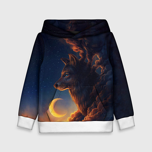 Детская толстовка Ночной Волк Night Wolf / 3D-Белый – фото 1