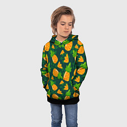 Толстовка-худи детская Ананасы Много ананасов, цвет: 3D-черный — фото 2