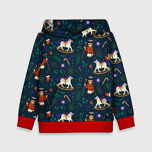 Детская толстовка Рождественский узор Щелкунчик / 3D-Красный – фото 1
