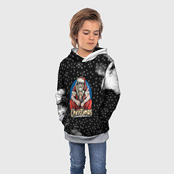 Толстовка-худи детская Merry Christmas Santa с пистолетом, цвет: 3D-меланж — фото 2